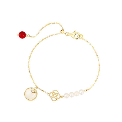 Vintage Silver Jade Pearl Bracelet Women’s Ancient Style Handmade Jewelry