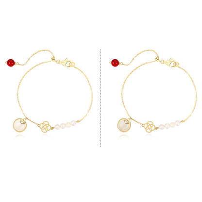 Vintage Silver Jade Pearl Bracelet Women’s Ancient Style Handmade Jewelry