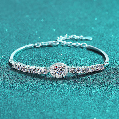 Viral Style Moissanite Bracelet: 2.4ct Moissanite & Blue Moissanite, 925 Silver with Nature Designs