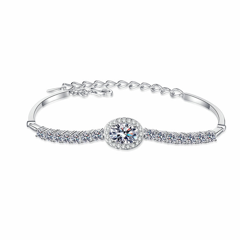 Viral Style Moissanite Bracelet: 2.4ct Moissanite & Blue Moissanite, 925 Silver with Nature Designs