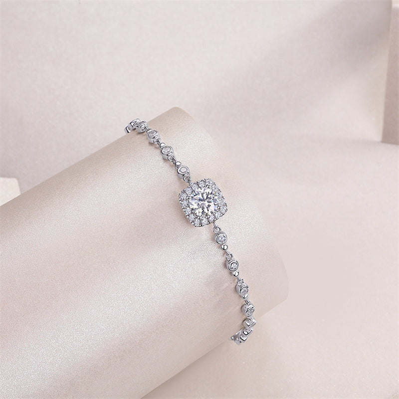 Vivid Women's Sterling Silver Bracelet with Moissanite Accents