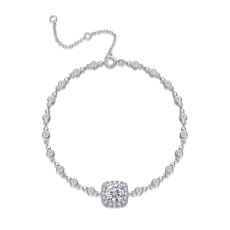 Vivid Women's Sterling Silver Bracelet with Moissanite Accents