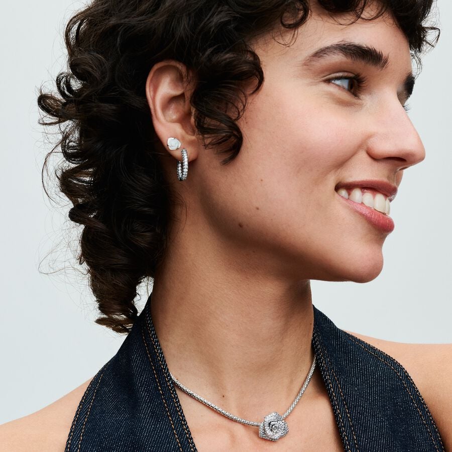 White Rose in Bloom Stud Earrings