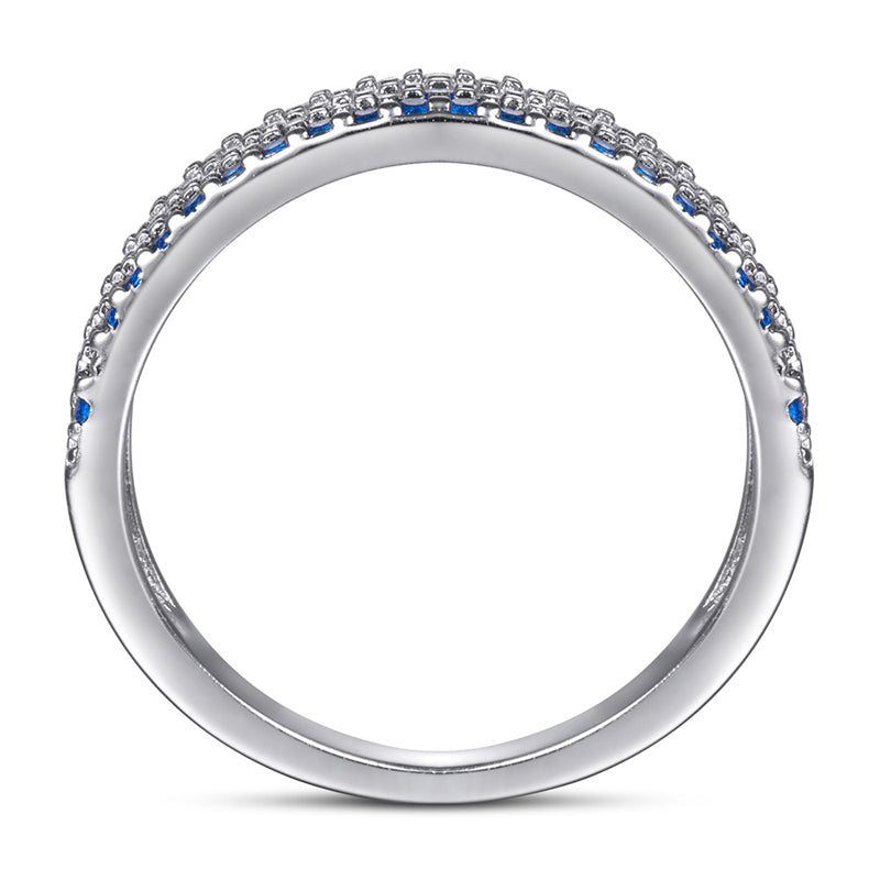 White & Blue Zircon Stackable Ring – Trendy 925 Sterling Silver Geometric Ring for Women