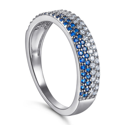 White & Blue Zircon Stackable Ring – Trendy 925 Sterling Silver Geometric Ring for Women