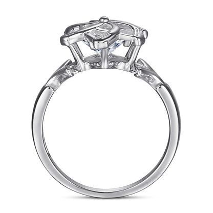 Windmill Design Zircon Ring - 925 Sterling Silver Floral Fashion Jewelry for Women