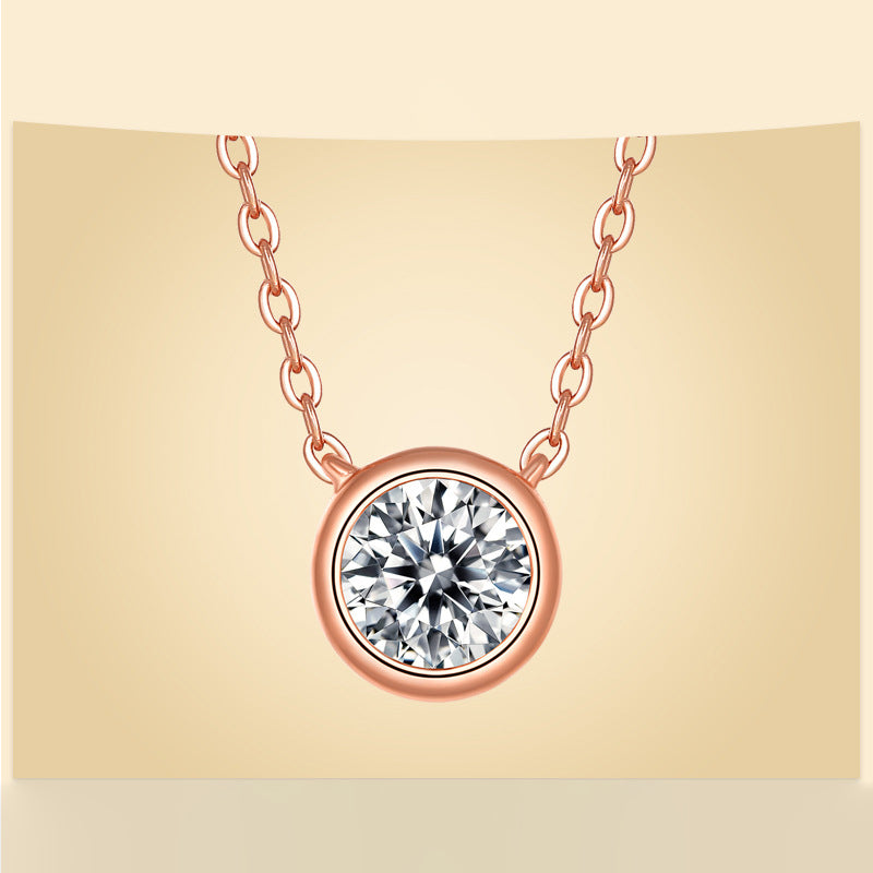Women's Geometric Sterling Silver Necklace with Moissanite Pendant