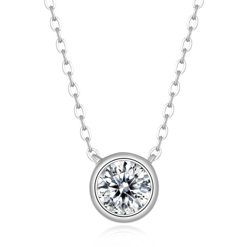 Women's Geometric Sterling Silver Necklace with Moissanite Pendant