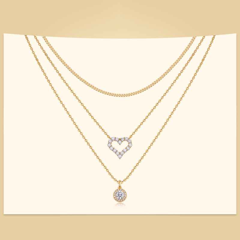 Women's Heart-Shaped Sterling Silver Necklace with Moissanite