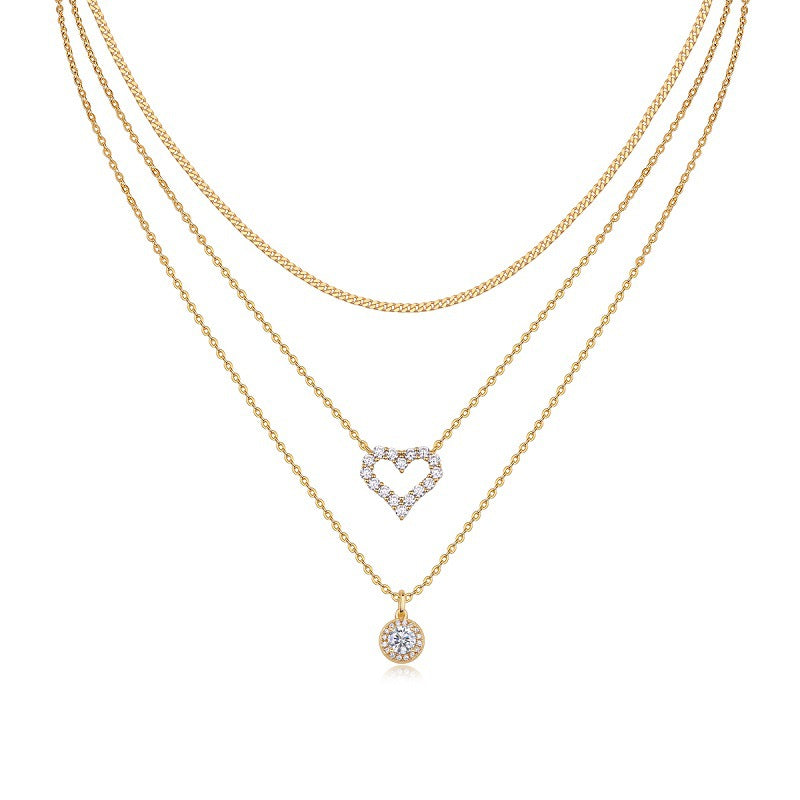 Women's Heart-Shaped Sterling Silver Necklace with Moissanite