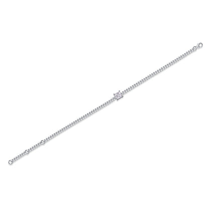 Women's Sterling Silver Bracelet with 1 Carat Square Moissanite