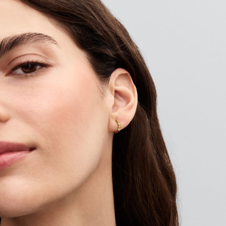 14k Gold Yellow Huggie Earrings