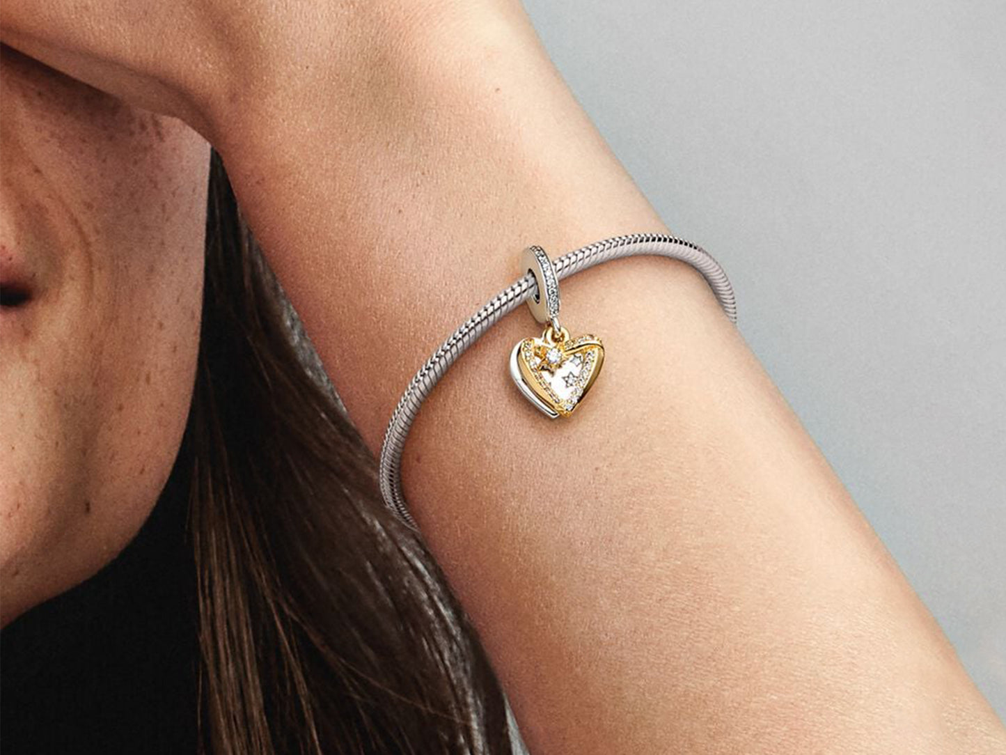 Shooting Star Hearts Double Dangle Charm