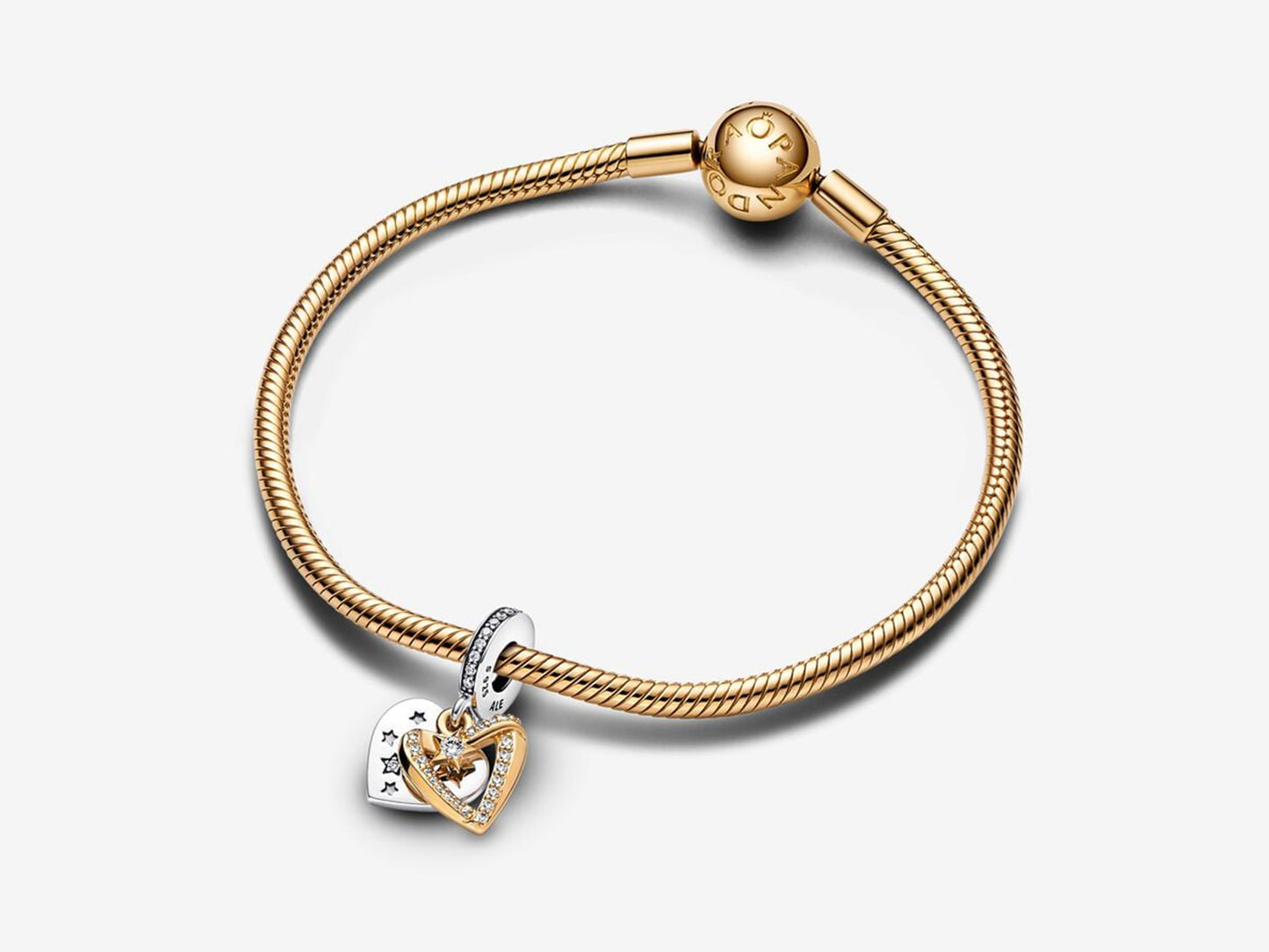 Shooting Star Hearts Double Dangle Charm