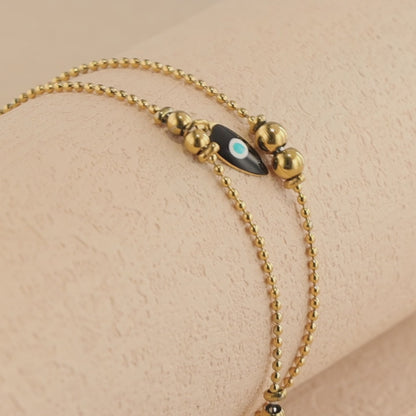 Gold Chain Bracelet with Eye-shaped Pendant