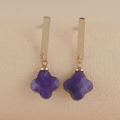Elegant Geometric Four-leaf Clover Dangle Earrings