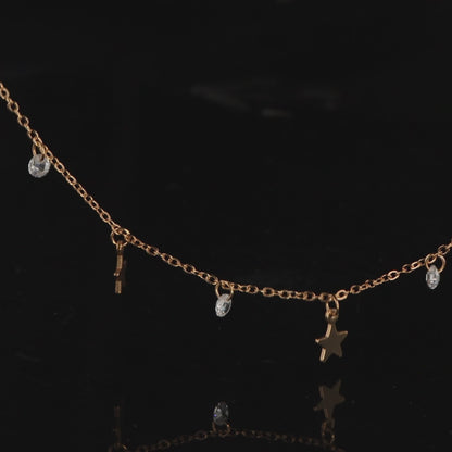 Rose Gold Copper O-Chain Necklace with Star Pendant