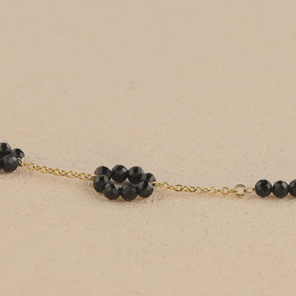 Sophisticated O-Chain Necklace with Black Floral Pendant