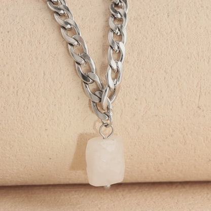 Minimalist Style Chopin Chain Necklace with Square Pendant