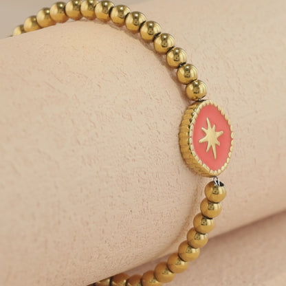 Gold-toned Bracelet With Eight-Pointed Star Design for Timeless Style