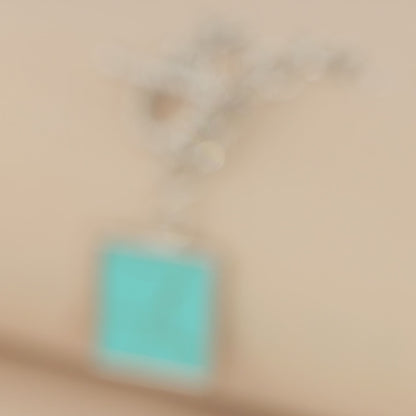 Silver O-Chain Necklace with Geometric Square Pendant