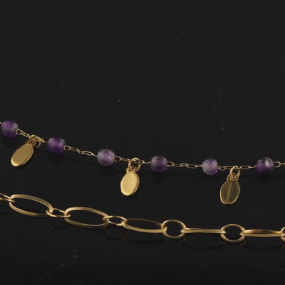 Multi-layered Stainless Steel and Natural Stone Necklace