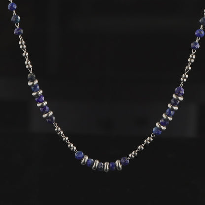 O-Chain Necklace with Blue Natural Stone Beads