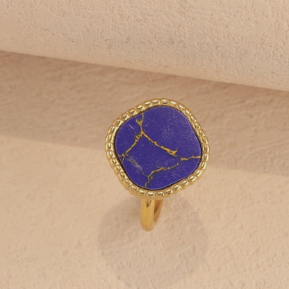 Contemporary Blue Mother of Pearl Stainless Steel Ring