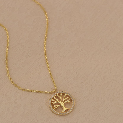 Tree Pendant Golden Copper Necklace