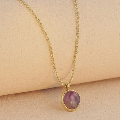 Classic Gold O-Chain Necklace with Red Half-Round Charm