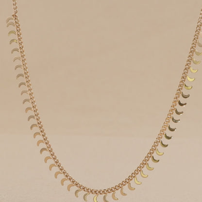 Rose Gold Chopin Chain with Moon Charm