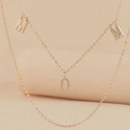 Gold Copper Double Layer O-Chain Necklace with Letter Pendant