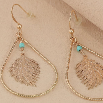 Geometric Feather Pendant Earrings