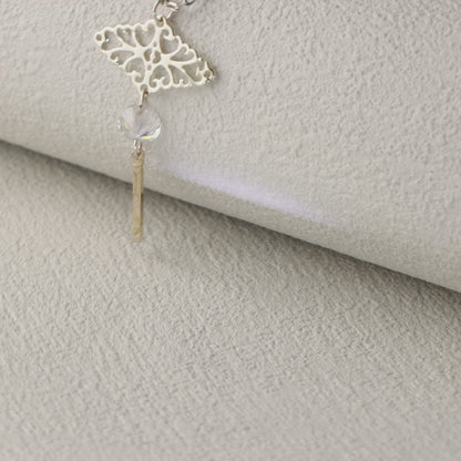 Silver Tassel Pendant Copper Cross Chain Necklace