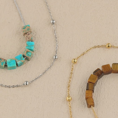 Vintage Style O-Chain Necklace with Agate Beads