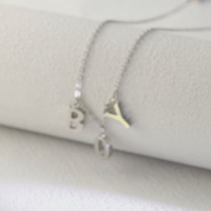 Minimalist Silver Copper O-Chain Necklace with Alphabet Pendants